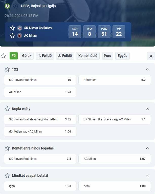 sportfogad&aacute;si vonal